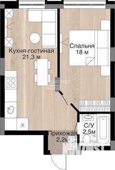 2-к квартира, вторичка, 45м2, 3/15 этаж