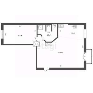 2-к квартира, вторичка, 58м2, 4/5 этаж