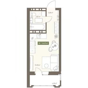 Студия квартира, вторичка, 25м2, 9/16 этаж