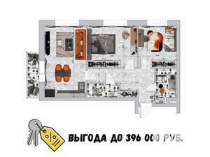 2-к квартира, вторичка, 70м2, 14/19 этаж
