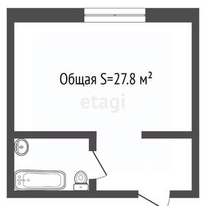 Студия квартира, вторичка, 28м2, 3/5 этаж