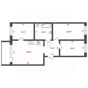 3-к квартира, вторичка, 59м2, 5/5 этаж