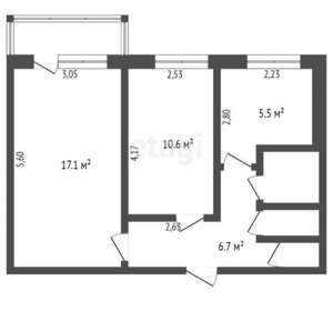 2-к квартира, вторичка, 43м2, 4/5 этаж