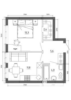2-к квартира, вторичка, 38м2, 6/15 этаж
