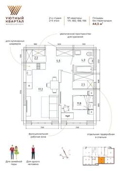 2-к квартира, вторичка, 44м2, 2/8 этаж