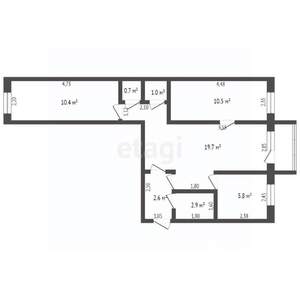 3-к квартира, вторичка, 54м2, 4/5 этаж