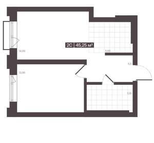 2-к квартира, вторичка, 45м2, 4/16 этаж