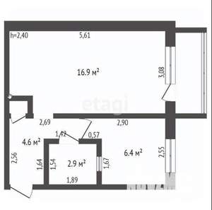 1-к квартира, вторичка, 31м2, 4/5 этаж