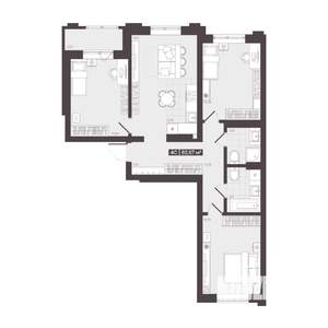 4-к квартира, строящийся дом, 84м2, 2/16 этаж