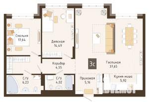 3-к квартира, вторичка, 96м2, 4/7 этаж