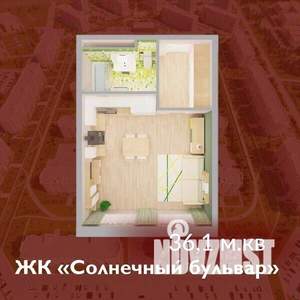 1-к квартира, строящийся дом, 36м2, 7/8 этаж