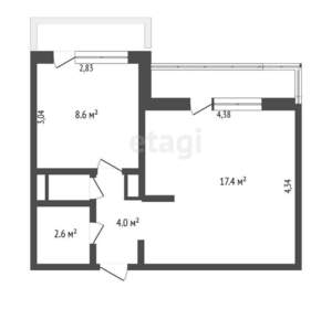 1-к квартира, вторичка, 34м2, 6/10 этаж