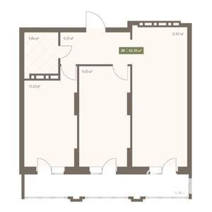 2-к квартира, вторичка, 62м2, 8/16 этаж