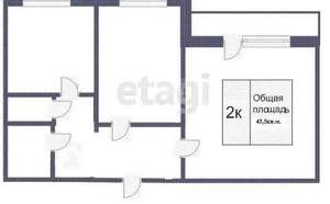 2-к квартира, вторичка, 44м2, 5/9 этаж