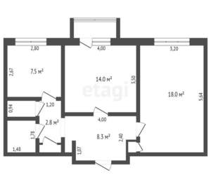 2-к квартира, вторичка, 55м2, 3/4 этаж