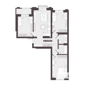 4-к квартира, строящийся дом, 84м2, 7/16 этаж