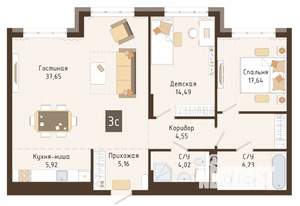 3-к квартира, вторичка, 96м2, 6/7 этаж