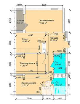 3-к квартира, вторичка, 75м2, 7/15 этаж