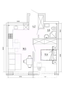 2-к квартира, вторичка, 41м2, 3/8 этаж