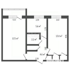 2-к квартира, вторичка, 45м2, 2/5 этаж