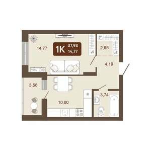 1-к квартира, вторичка, 38м2, 11/20 этаж