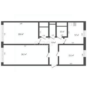 3-к квартира, вторичка, 90м2, 2/6 этаж