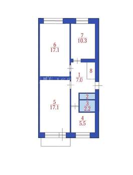 3-к квартира, вторичка, 60м2, 3/5 этаж