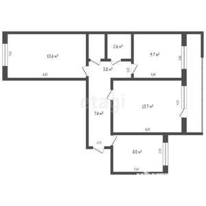 3-к квартира, вторичка, 61м2, 4/9 этаж