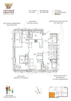 3-к квартира, вторичка, 86м2, 3/8 этаж