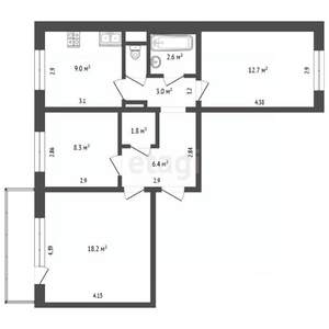 3-к квартира, вторичка, 63м2, 8/10 этаж