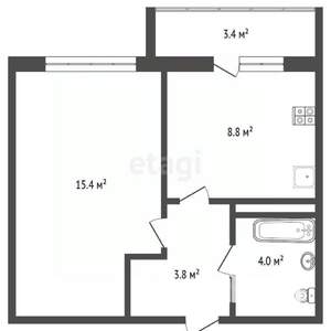 1-к квартира, сданный дом, 32м2, 4/16 этаж