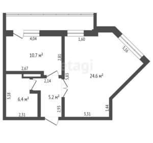 1-к квартира, вторичка, 47м2, 6/10 этаж