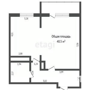 1-к квартира, вторичка, 49м2, 16/17 этаж