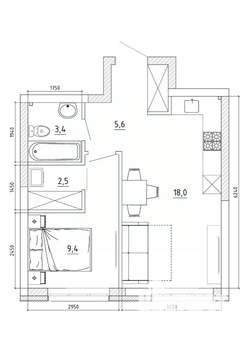 2-к квартира, вторичка, 41м2, 3/8 этаж