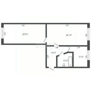2-к квартира, вторичка, 44м2, 1/5 этаж