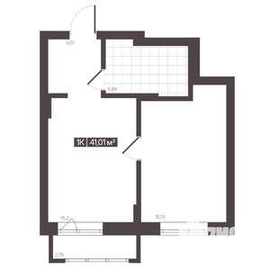 1-к квартира, строящийся дом, 41м2, 3/9 этаж