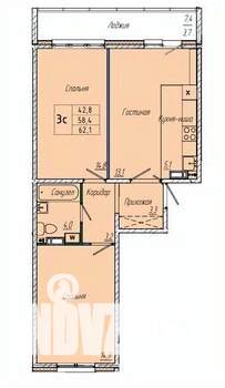 3-к квартира, вторичка, 62м2, 2/9 этаж