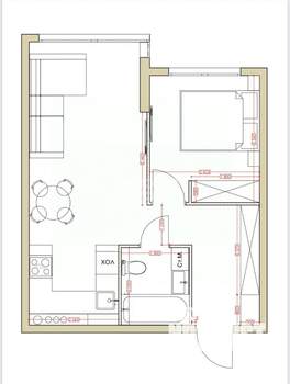 2-к квартира, сданный дом, 43м2, 1/7 этаж