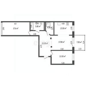 3-к квартира, вторичка, 90м2, 1/5 этаж