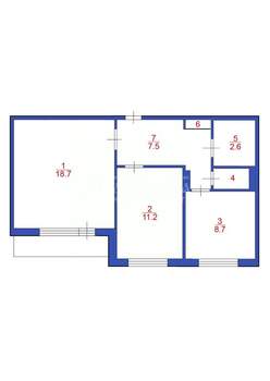 2-к квартира, вторичка, 43м2, 2/9 этаж