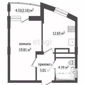2-к квартира, вторичка, 44м2, 6/25 этаж