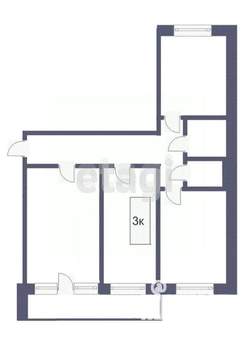 3-к квартира, вторичка, 59м2, 2/9 этаж