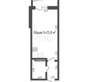 1-к квартира, вторичка, 26м2, 2/16 этаж
