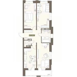 3-к квартира, вторичка, 78м2, 7/16 этаж