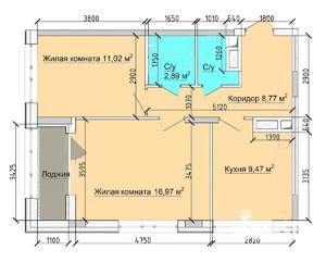 2-к квартира, вторичка, 54м2, 6/15 этаж