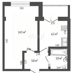 1-к квартира, вторичка, 29м2, 10/12 этаж