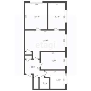4-к квартира, вторичка, 59м2, 1/5 этаж