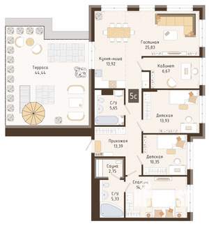 3-к квартира, вторичка, 114м2, 7/7 этаж