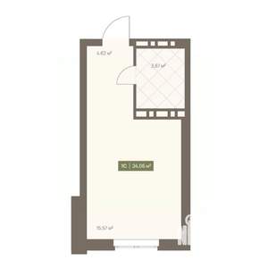 Студия квартира, вторичка, 24м2, 1/16 этаж