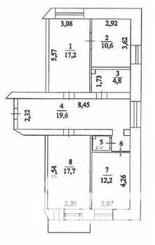 3-к квартира, вторичка, 85м2, 2/5 этаж
